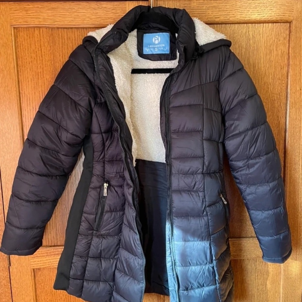 Women's Black Quilted Utility Jacket with Sherpa Lining